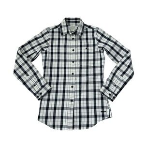 Filson womens vintage wash Alaskan guide shirt flannel button XS Black white